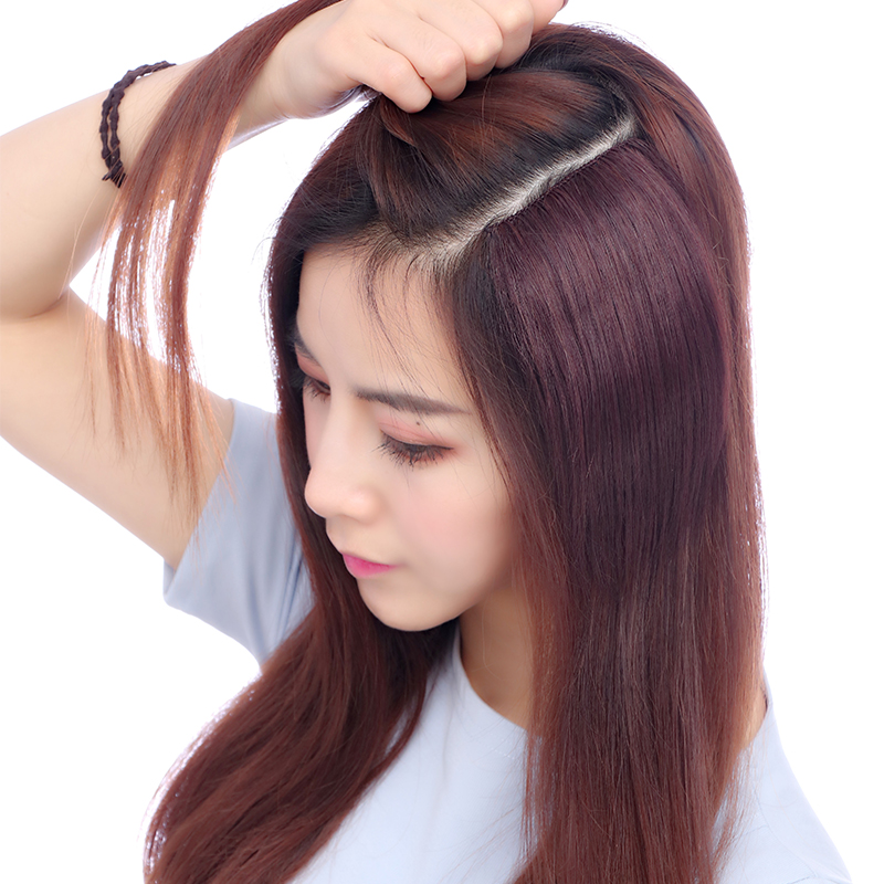 假发女短发隐形无痕真发头顶垫发片自然蓬松两侧加厚接发根补发块