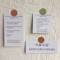 Homemade early to bed early to rise healthy life rules small cards with mobile phone case photo props 3