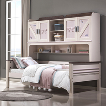 All solid wood childrens wardrobe bed integrated small apartment multi-function combination bed girl princess bed storage saving space