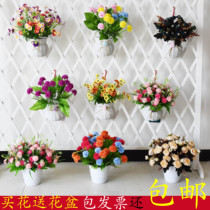 Silk flower dried flower simulation bouquet plastic fake flower ornaments ornaments living room home flower arrangement small peach blossom branch potted