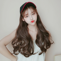 Wig Female long hair Baseball hat Wig one piece fashion long curly natural net red summer full headgear big waves