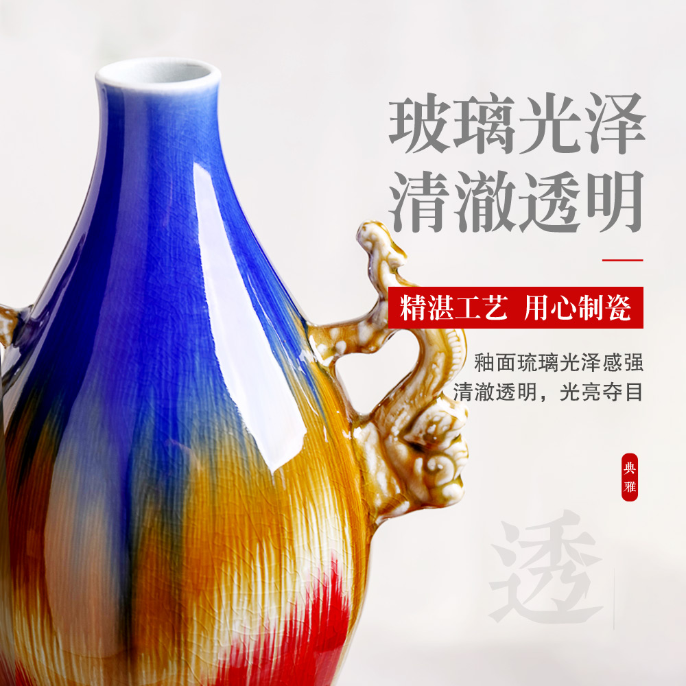 Jingdezhen ceramics ruby red glaze antique vase home sitting room TV ark adornment style rich ancient frame furnishing articles