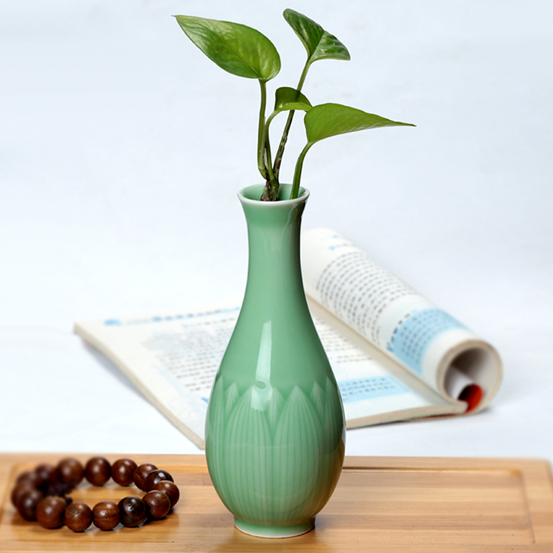 龙泉青瓷创意摆件手工个性时尚小花器 家居装饰品水培花插花瓶