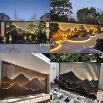 Custom Aluminum Carved Metal Grilles Stainless Steel Fake Mountain Water Screen Partition Hotel Front Desk Sales Wall Background Wall