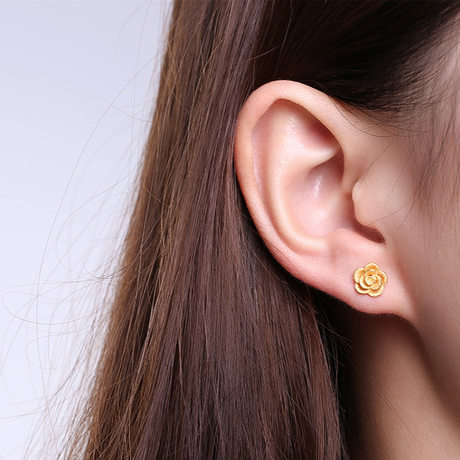 Trendy Acer Gorgeous Flower Gold Earrings Earrings Women's Pure Gold Earrings Ear Hooks for Mother-in-law Pricing E Trendy Acer Gorgeous Flower Gold Earrings Earrings Women's Pure Gold Earrings Ear Hooks for Mother-in-law Pricing E
