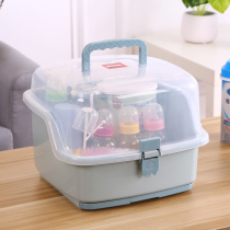 Thickened baby bottle storage box with lid dustproof drain drying rack convenient baby tableware milk powder storage box