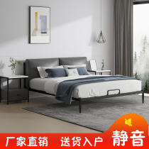 Iron bed double bed 1 5 m Nordic light luxury minimum modern soft - bag iron frame bed 1 8 apartment single - person small family type