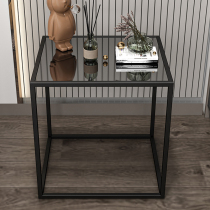 Nordic Iron Art Light Luxury Bed Cabinet Red Glass Modern Simple Bedroom Bedside Cabinet Small Collection Cabinet