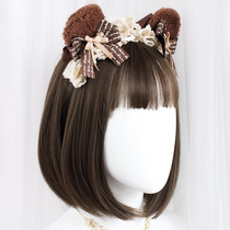 Wig Short Hair Womens Summer Day Jk Realistic Student Tennis Red Daily Young Zishoulder Cute Wave Head Full Headgear