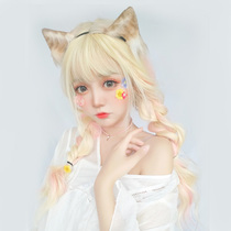 Gradient golden variety princess wig Big wavy long curly hair Lolita Japanese Lolita childrens two dimensional animation