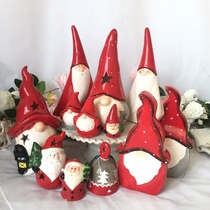 Brief Nordic American Countryside Home Patio Decoration Crafts Christmas Style Ceramic Santa Elf