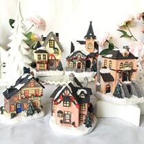 Christmas Decorations Resin Snow View House Night Light Pendulum windows Windows Atmosphere Courtyard Decorate Hotel Scene Arrangement