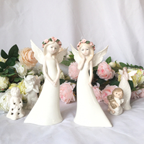 Stock Old stock Eurostyle American home scenario Decorative Teenage Girl Angel Flowers Fairy Garden Retro Ceramic Pendulum