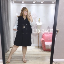 Fat Fat Fat MM Han Commuter OL Color Button Close Low Dress