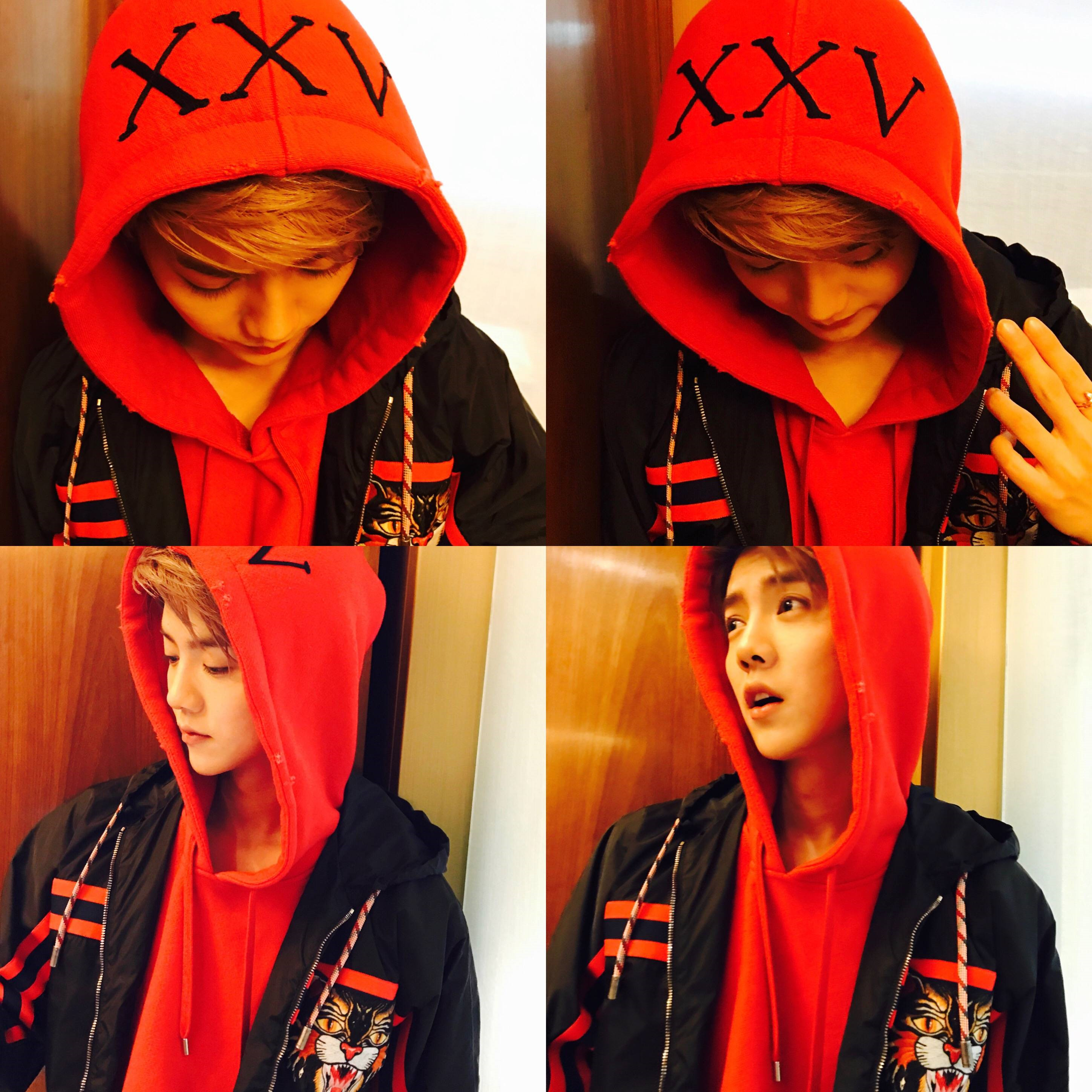 鹿晗同款卫衣连帽男女红色宽松套头刺绣情侣装外套韩版潮学生衣服