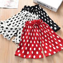 Baby pleated mosquito pants 2021 summer new girls foreign style polka dot printing wide legs childrens casual Bell pants