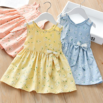 Girl dress 2020 New Baby Girl Flower bow all-over vest skirt dress small child casual princess dress