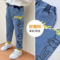 Girl Jeans 2022 Spring Autumn New Elastic Body Small Leggings Children Pants Children Baby Foreign Air Pencil Pants