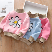 Girls plus velvet padded sweater 2019 new baby girl casual warm coat small children long sleeve pullover