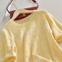 Brand Discount Discount Store Special Cabinet Withdrawal Cabinet Womens Clothing Tailstock Foreign Trade Display White Goose Yellow Hollowed-out Jacquard Knit Blouse