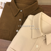 Aoduan old guest into the exquisite small lapel crisp thick corduroy twill texture high-grade shirt Women autumn and winter