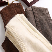 Brand discount store shopping mall withdraws womens foreign trade scissors calibration spinning mohair ~ deep v-neck knitted vest vest autumn