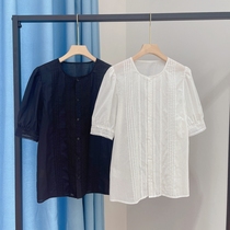 Brand Fold Discount Store Mall Special Cabinet Withdrawal Womens Foreign Trade Clear Cabin Bubble Cuff Front Press Pleura Lace 100 Lap Blouse Woman