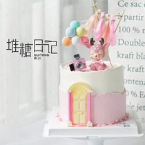 Cake decoration heart flower deer ornaments ins Wind balloon tassel plug camera plug-in childrens birthday party dress