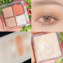 Four-color eye shadow plate flash powder pearlescent waterproof sequins diamond highlight super flash 2021 new ins net red super fire