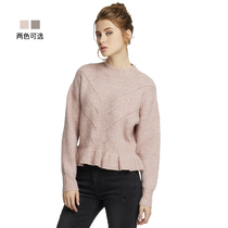 6IXTY8IGHT 68 Women's Solid Round Neck Long Sleeve Loose Floral Ruffle Sweater Knitwear Women ST08064