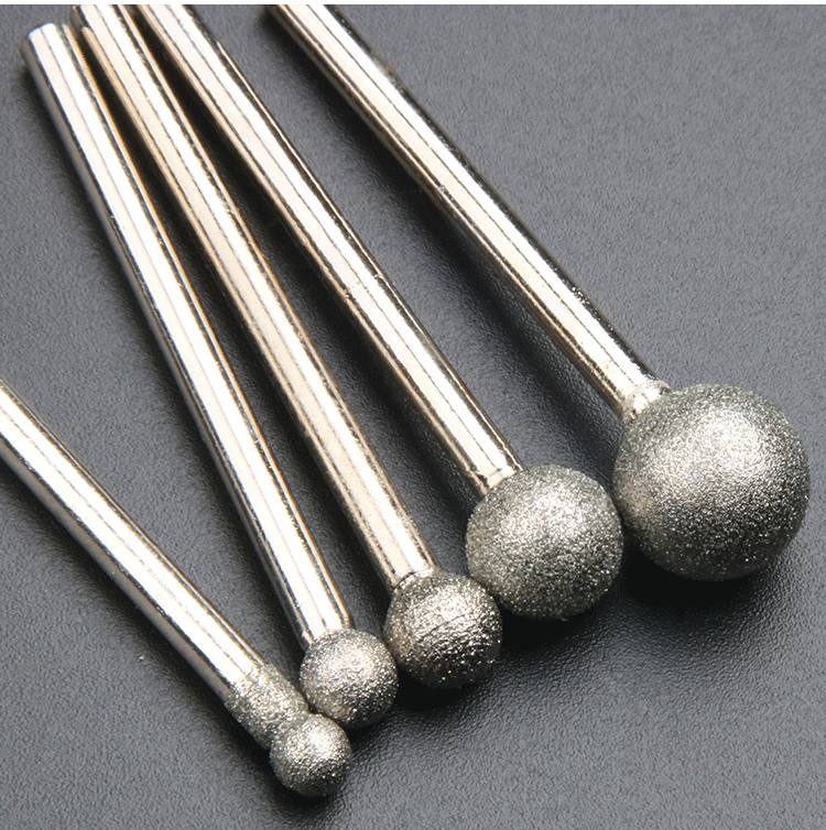 球型金刚砂磨头f针磨针玉雕工具打磨去胚雕刻针3mm柄球型细砂包邮