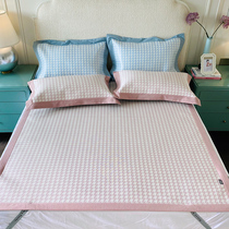 Summer ice silk cool mat three sets of thousands of chicks air conditioning mat 1 8m bed washable folding mat 1 5 machine washable