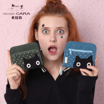 HIKOSEN carabat caratins cartoon student fabric coin purse folding mini canvas short womens wallet