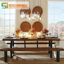 Fruit man log retro wrought iron bench American country loft bench Dining table and chair leisure bench