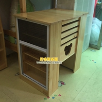 Kindergarten Wood Zhangzi Pine Bifacial Mouth Cup Rack Solid Wood Mount Insulation Barrel Pull Window Type Teacup Shelf Boiling Water Cabinet