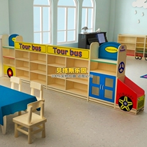 Kindergarten fire board toy cabinet storage cabinet early education Park children cartoon bus shape toy cabinet locker