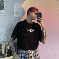 (Love to wear help) Full Star sequins T-shirts Mens small crowd design Loose Ins Overfire Internet Red Tides blouses