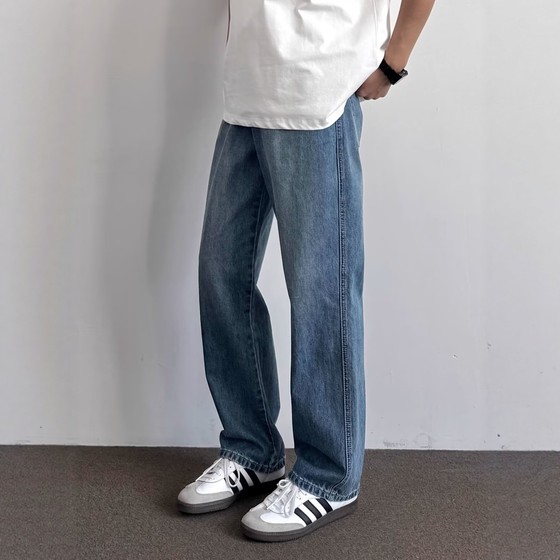 American retro washing blue jeans men's spring and autumn simple loose straight wide-leg pants casual floor trousers
American retro washing blue jeans men's spring and autumn simple loose straight wide-leg pants casual floor trousers
