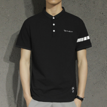 Tide Card Summer Polo Shirt Short Sleeve T-shirt Men Casual Turnover Letters Embroidered Loose Harbor Wind Half Sleeves Clothes