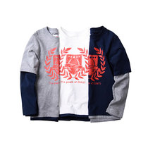 Foreign trade childrens clothing boys new cotton comfortable fake two base shirt Children Baby baby handsome long sleeve T-shirt 9