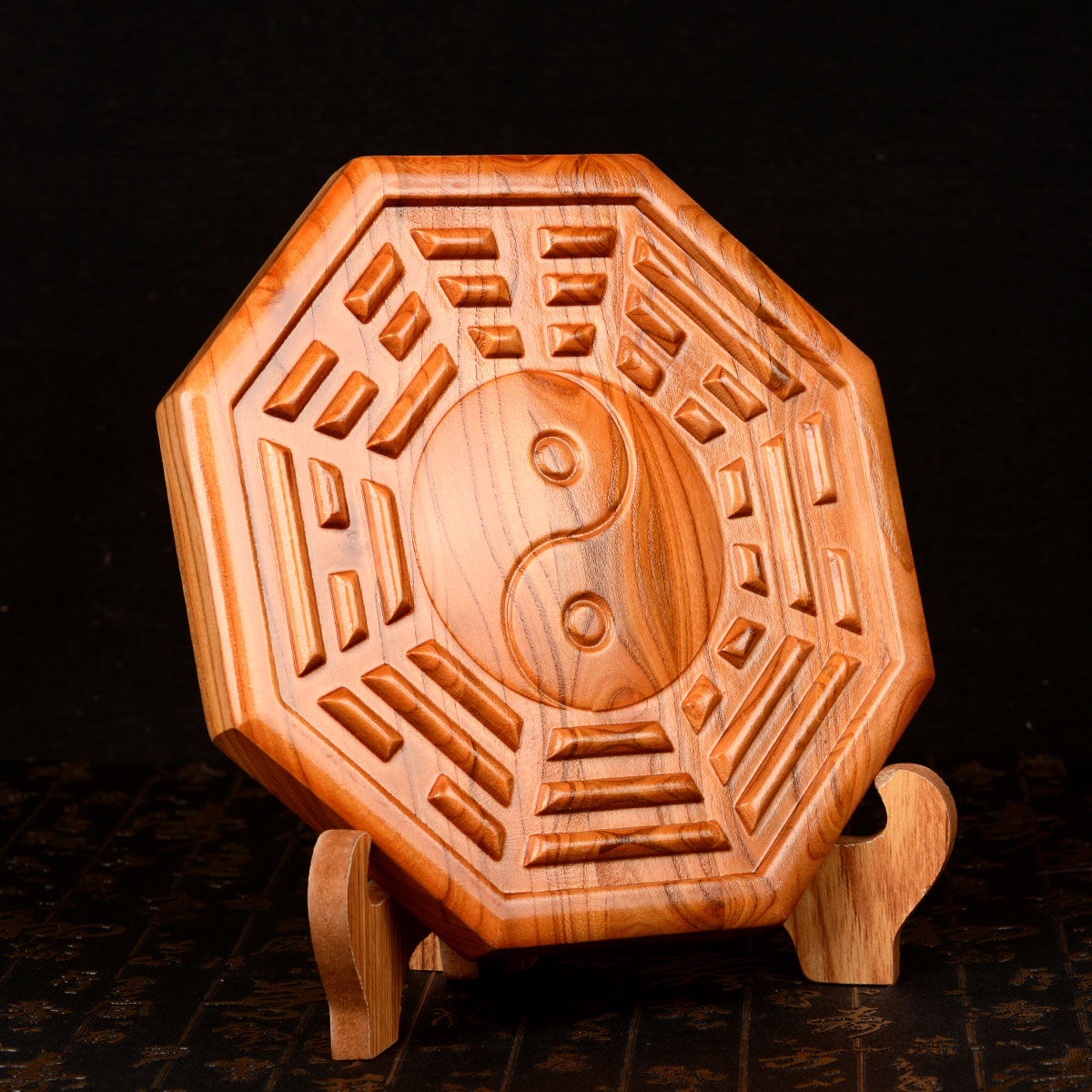 风水阁桃木八卦镜摆件5971