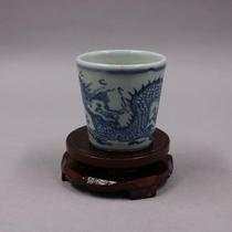 Daxing and drying green flowers and green dragon cups Jingde Town antique porcelain device antique antique antique pendulum collection