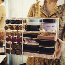 Multifunctional makeup storage box desktop transparent multi-layer debris powder air cushion lipstick rack box subnet red storage box