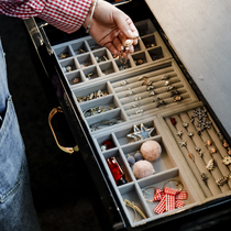 Household small jewelry box earrings earrings stud box hand jewelry jewelry storage box exquisite drawer flannel plaid