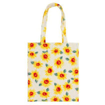 Cloth Art Homemade Cotton Hemp Single Shoulder Dual-use Canvas Woman Bag Brief Student School Bag Environmentally Friendly Shopping Bag White Bottom Sunflower
