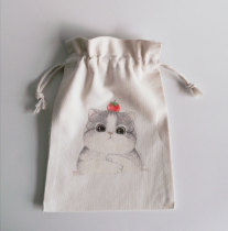 Handmade Canvas Mobile Phone Bag Student Gift Travel Dust Collection Bag Environmentally Friendly Drawing Rope Bunch Pocket Pattern Customizable