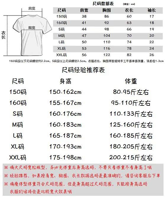 日本衣服尺码对照表图片