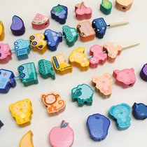 Baby children beaded toys Large particles 1-2-3 years old baby Fine action early education puzzle brain threading blocks