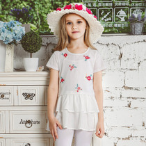 Girls long T-shirt 2020 Summer Dress Children Embroidered Children Cotton T-shirt Girls Short Sleeve Pullover Thin