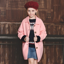 Girls long woolen coat Korean version 6-9-year-old middle-aged childrens wool 8 girls single-breasted childrens woolen coat